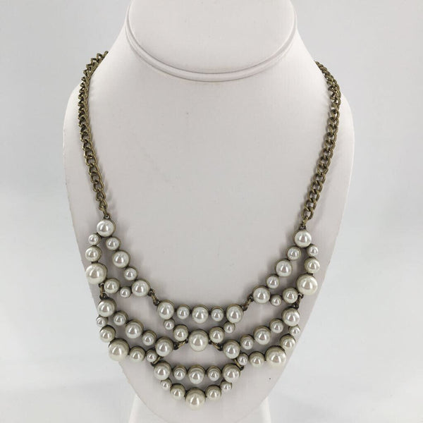 13" Faux pearl chainlink necklace