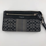 signature stripe double zip wallet/wristlet