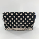 dot print chain strap flap shoulder bag