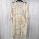 2(L) Lace fringe hem cardigan