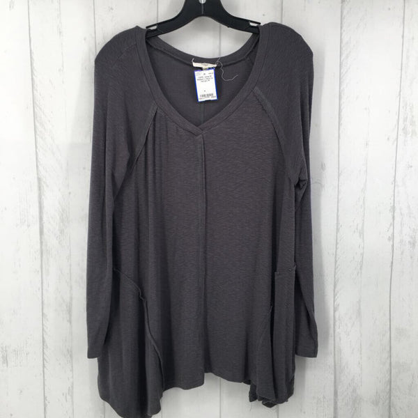 M Ribbed v-neck l/s top