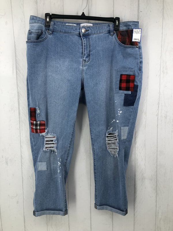 18 mid-rise patchwork jeans