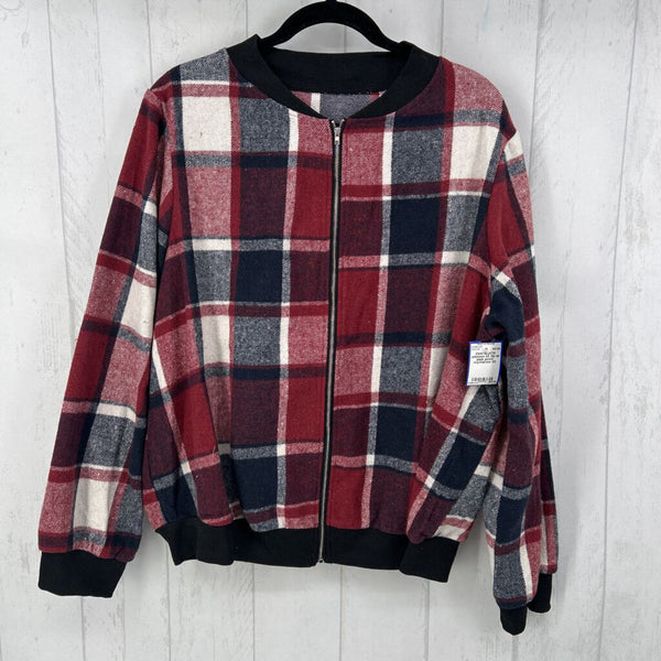 2X Zip up plaid jacket