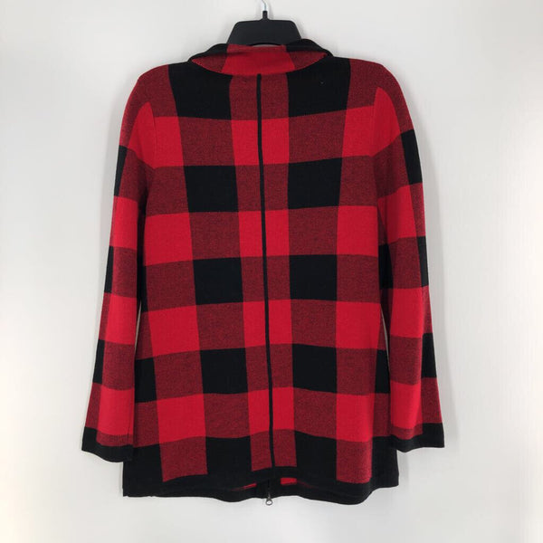 M Plaid zip-up sweater