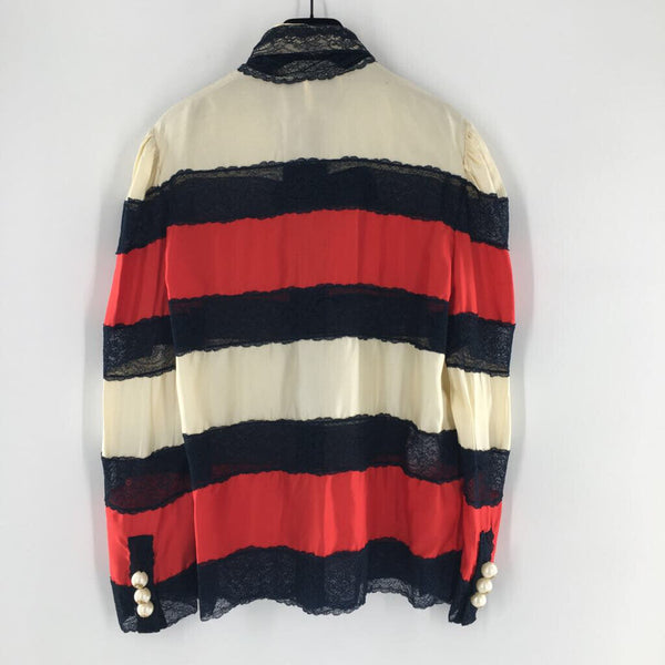 6 (42) l/s silk stripe blouse