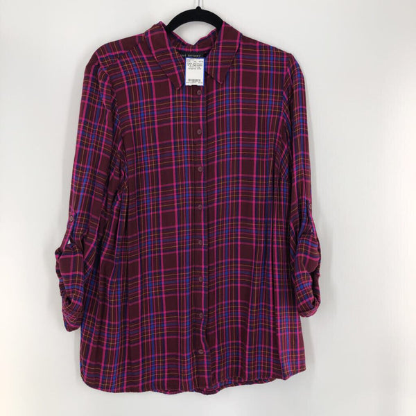 14/16 Plaid button down l/s top