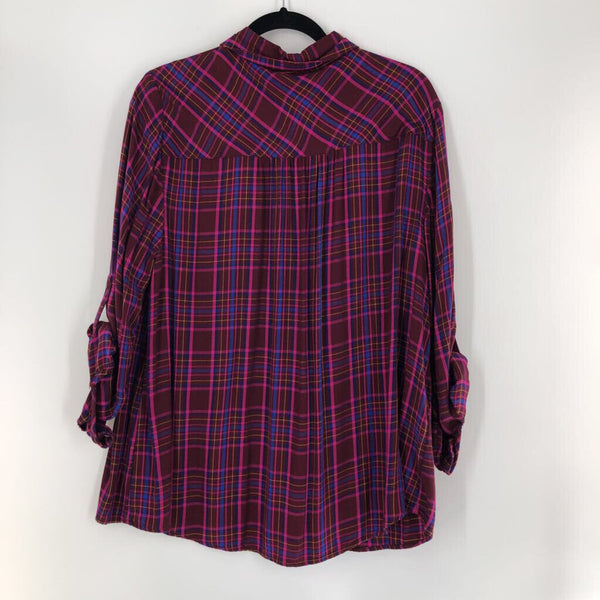 14/16 Plaid button down l/s top