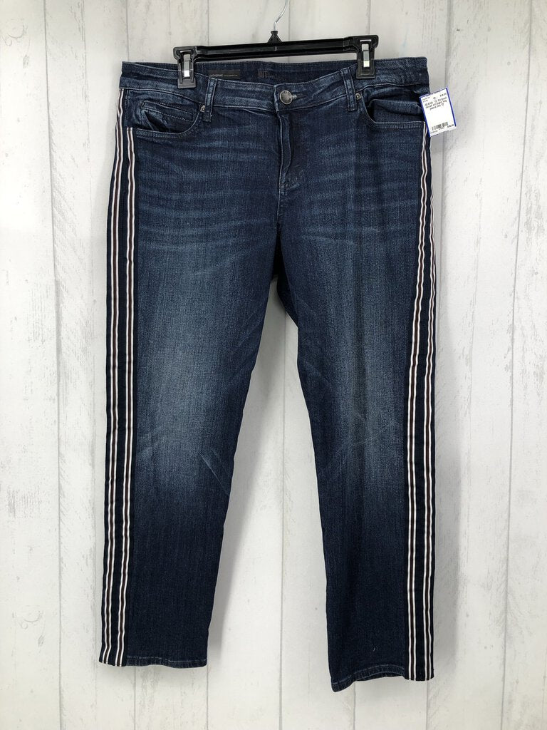 12 Striped detail straight leg jeans