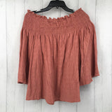 L Smocked 3/4 slv top