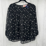 1X Printed smocked 3/4 slv top