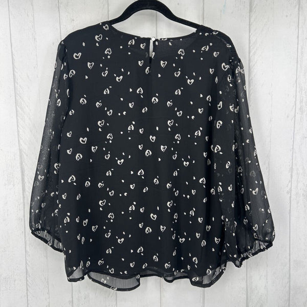 1X Printed smocked 3/4 slv top