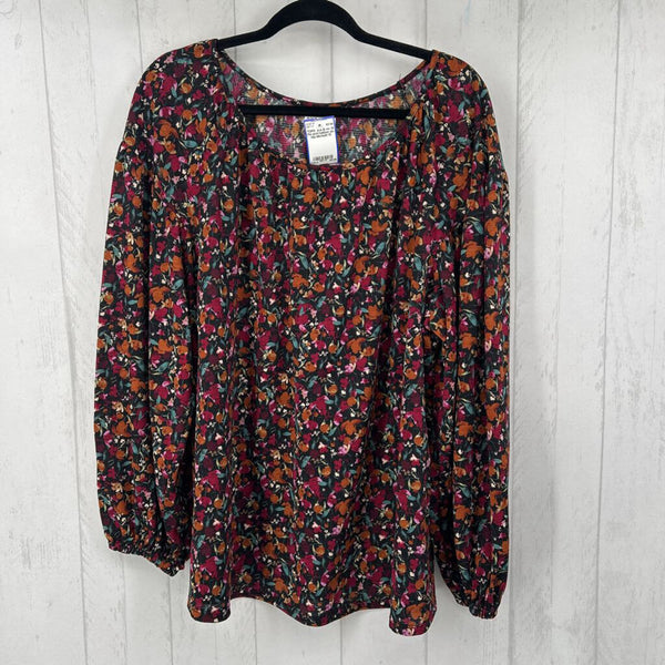 1X Flo print balloon slv top