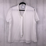 XXL Tie up neckline s/s blouse