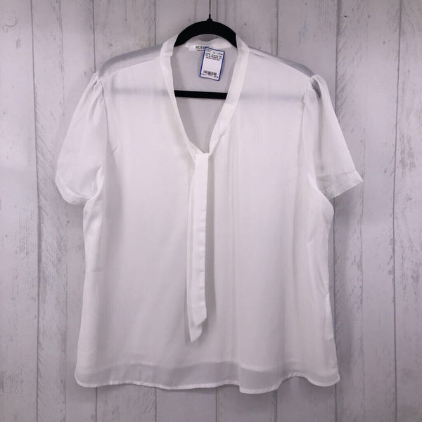 XXL Tie up neckline s/s blouse