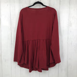 18/20 Button front tiered l/s top