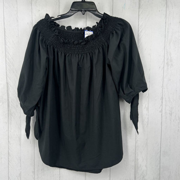 S Smocked 3/4 slv top