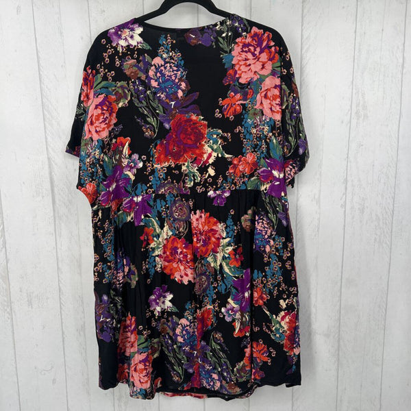 1X Flo print v-neck dress s/s