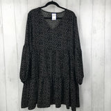 2XL Polka dot tiered l/s dress