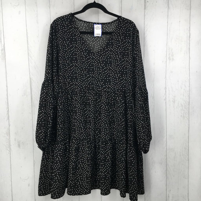 2XL Polka dot tiered l/s dress