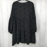 2XL Polka dot tiered l/s dress