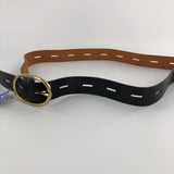 L/XL Leather belt w gold buckle