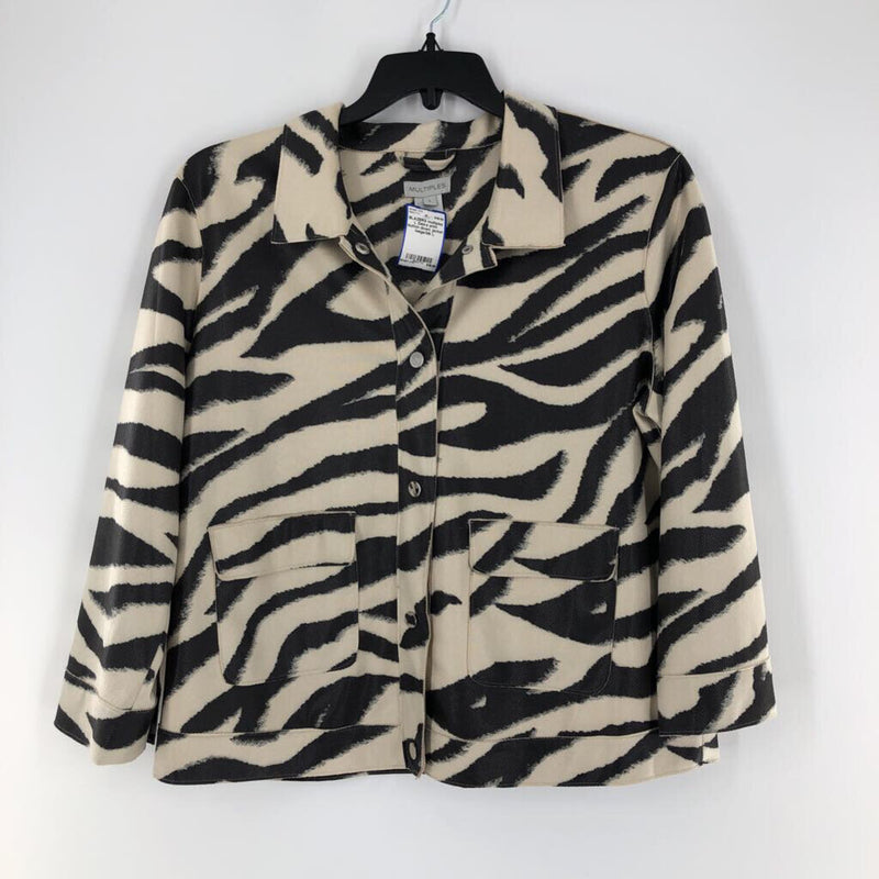 L Zebra print button down jacket