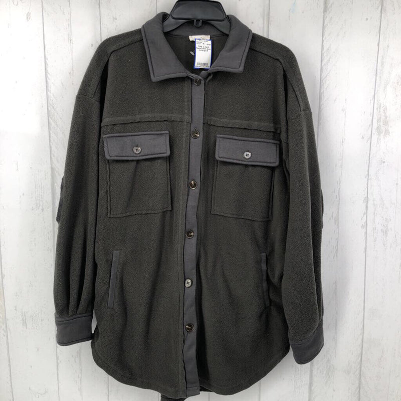 S Fleece button down l/s top