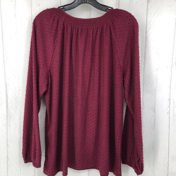 XL Textured tassel tie l/s top