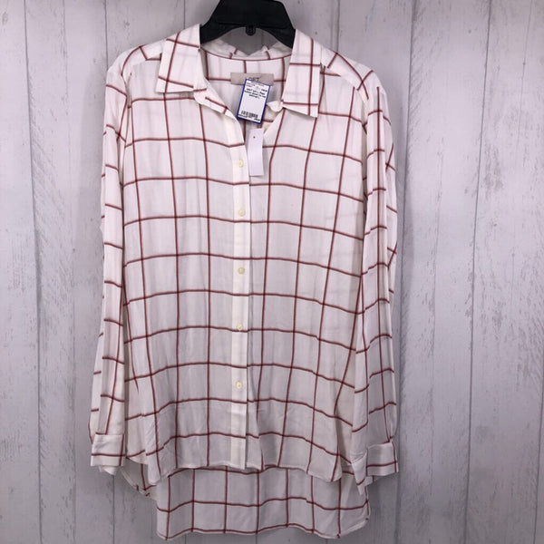 L Plaid button down l/s top