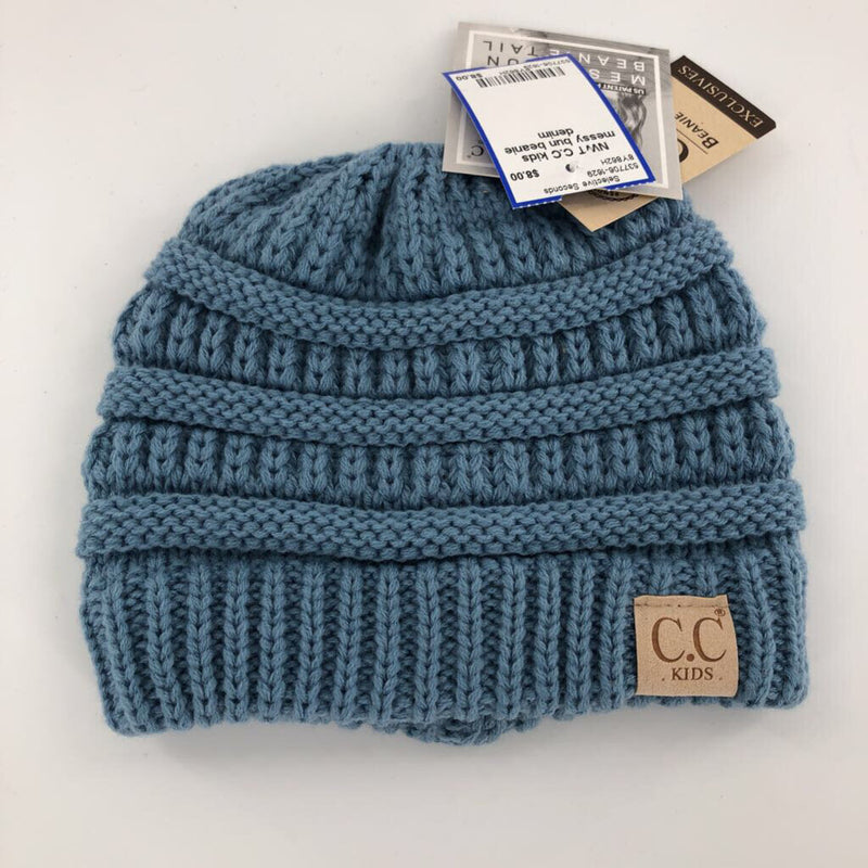 C.C kids messy bun beanie denim