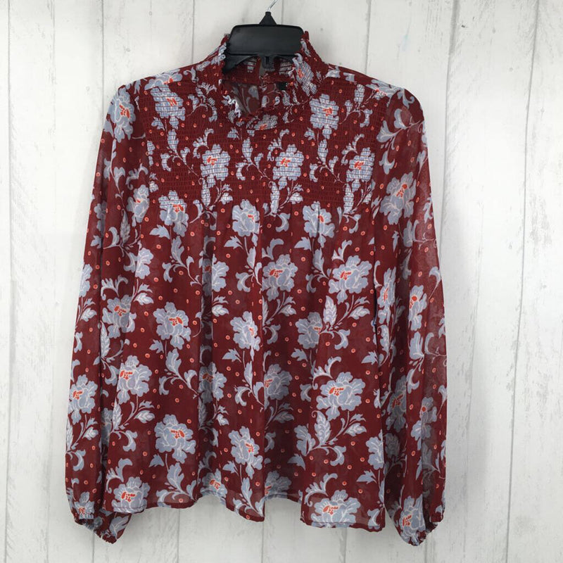 Lp Smocked flo print l/s top