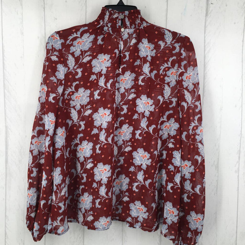 Lp Smocked flo print l/s top