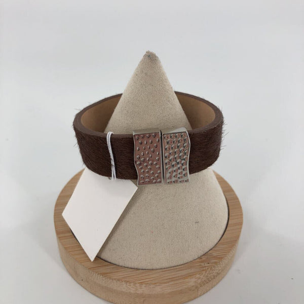 Rustic cuff Leather cowhide bracelet