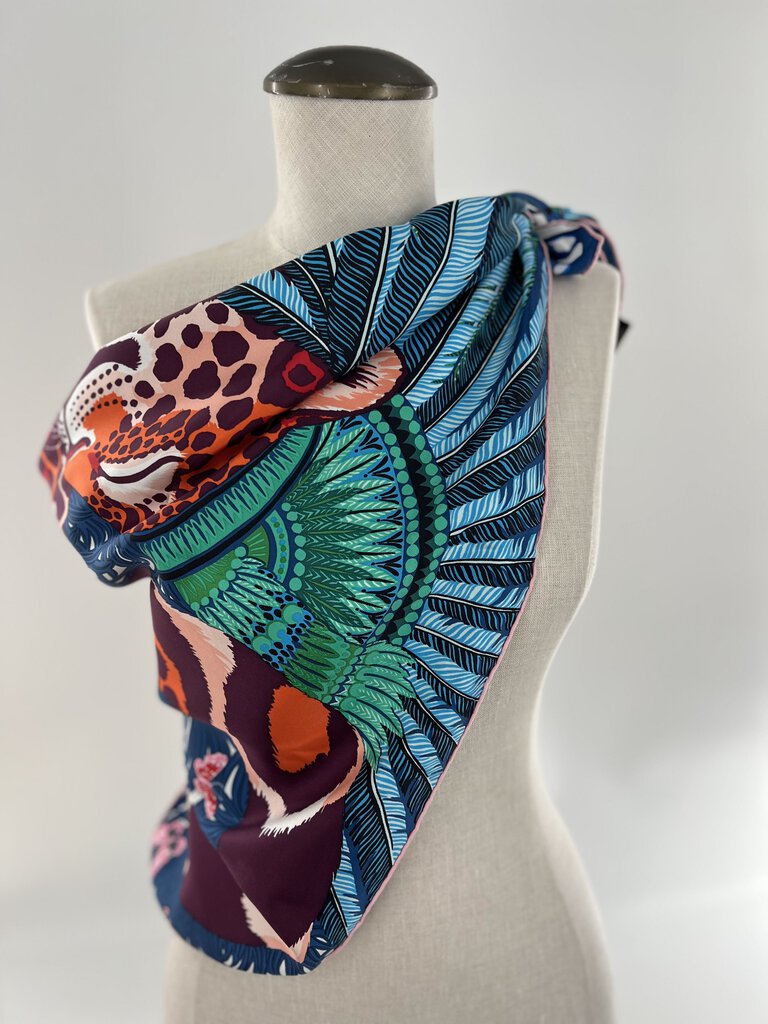 jungle leopard 100% silk scarf