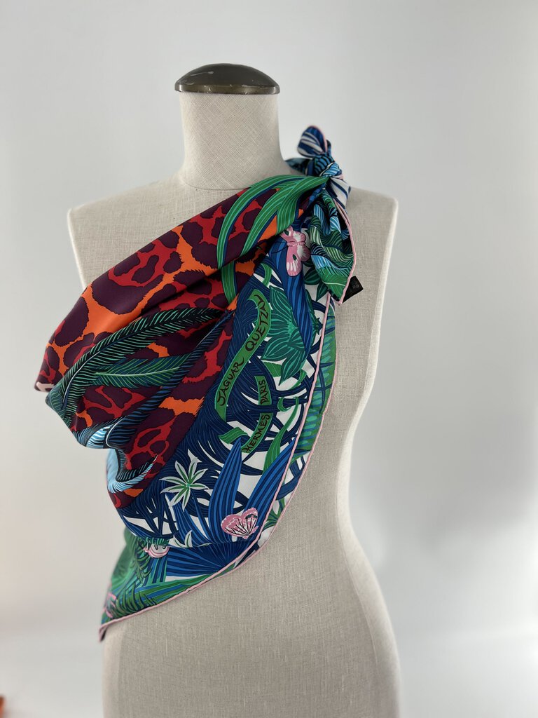 jungle leopard 100% silk scarf