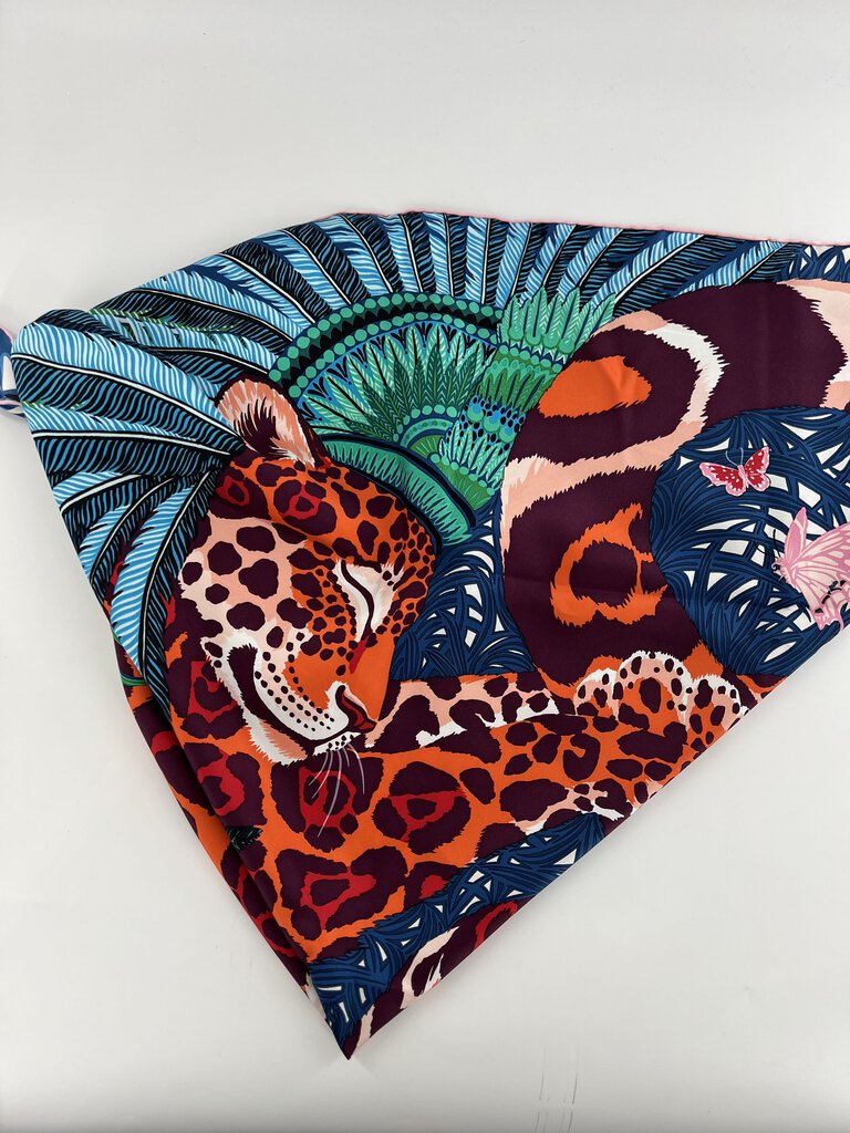 jungle leopard 100% silk scarf