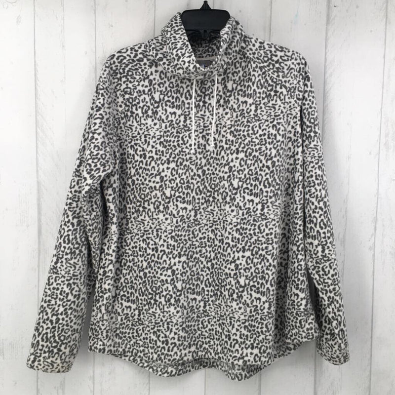 L animal print cowl neck pullover