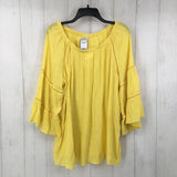 XL gauzy flare slv top