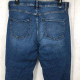 12 Frayed hem pull on jeans