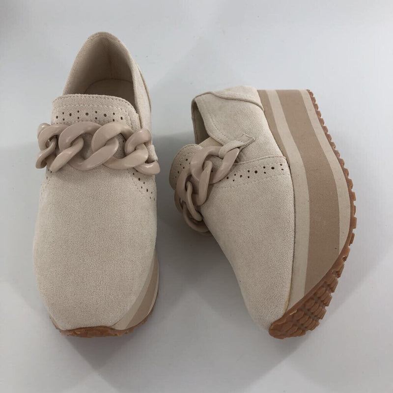 5.5 chain strap platform slip ons