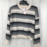 S l/s stripe crop sweater