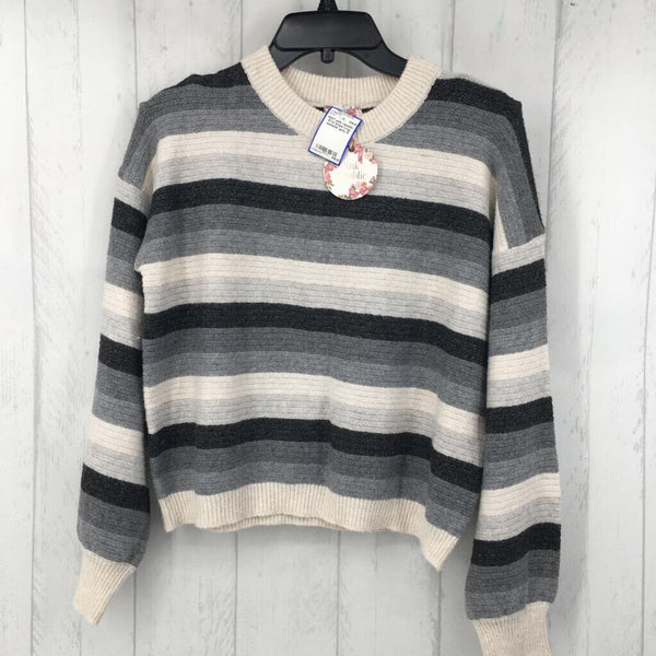 S l/s stripe crop sweater