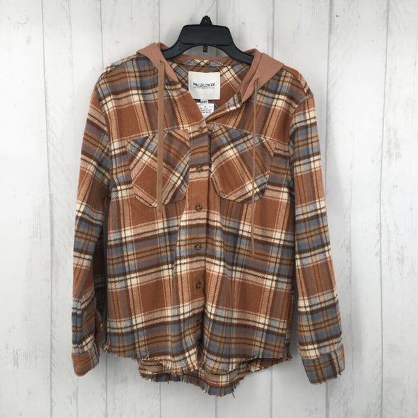 M Plaid hooded shacket