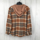 M Plaid hooded shacket