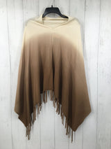 L/XL Fringe hem ombre poncho