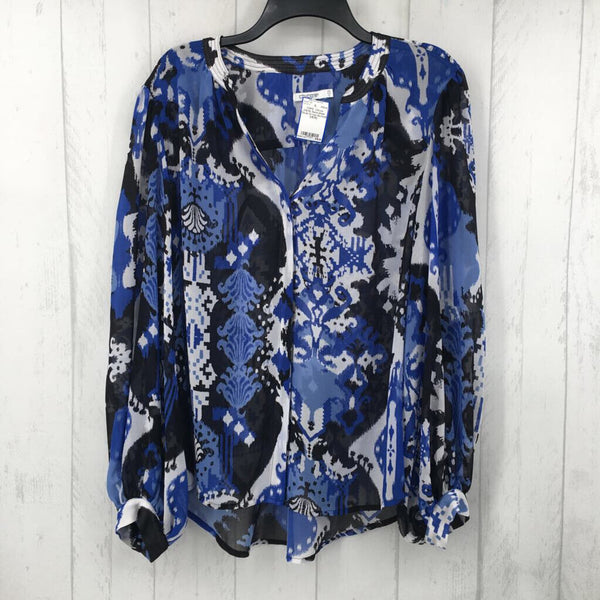 2.5(14) Semi-sheer floral l/s top