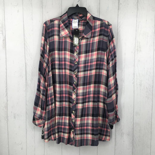 XL Plaid button down l/s top