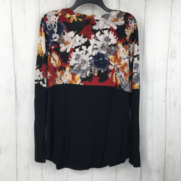 L V-neck flo print l/s top