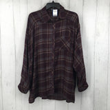 M/L Plaid button down l/s top