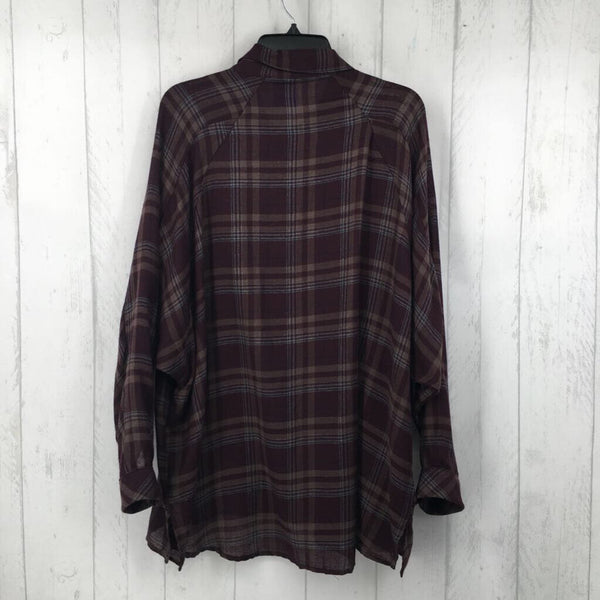 M/L Plaid button down l/s top